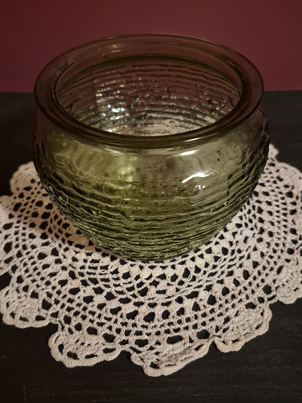 Vintage Anchor Hocking Green Textured Glass Bowl